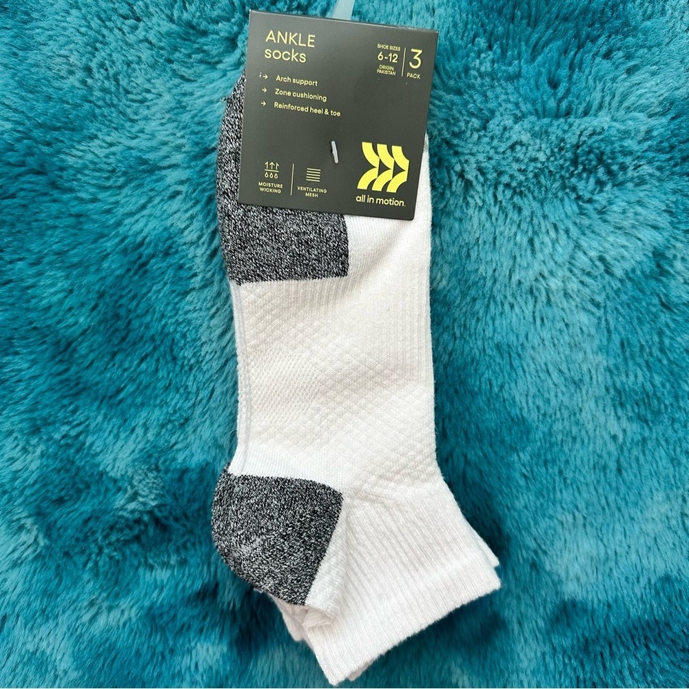 All in Motion Men's Active Ankle Socks 3pk Size 6-12 - Picture 3 of 12